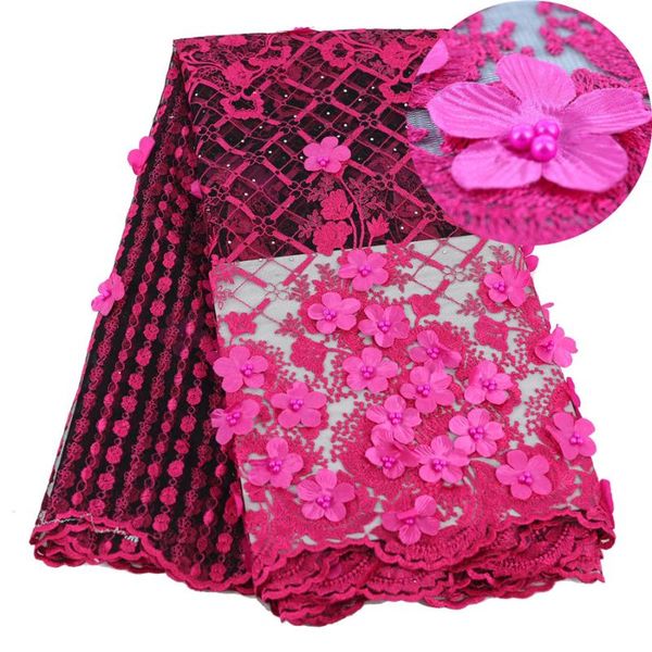 

pink african beaded 3d tulle lace fabric african french lace fabric nigerian embroidery tulle french, Pink;blue
