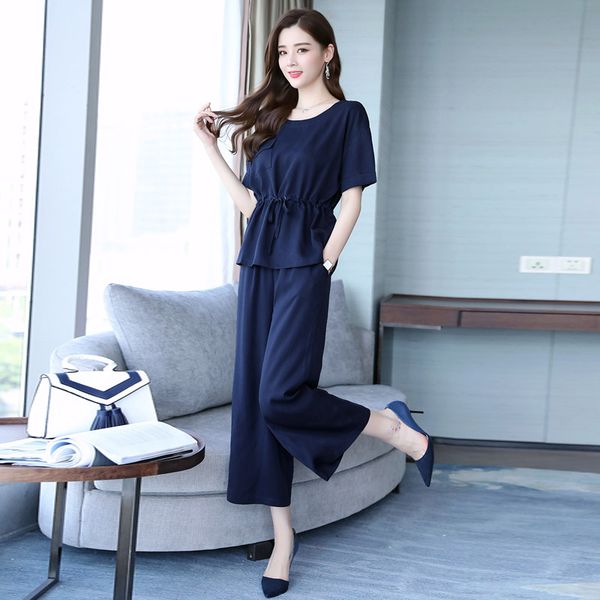 

fashion chiffon women's suit pants set large size summer 2 piece set women ensemble femme survetement conjunto feminino, White