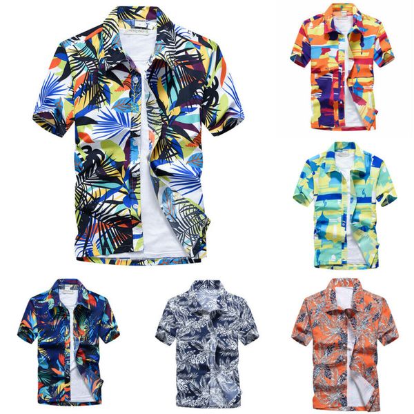 

us new hawaiian shirt mens flower beach aloha party casual holiday short sleeve, White;black