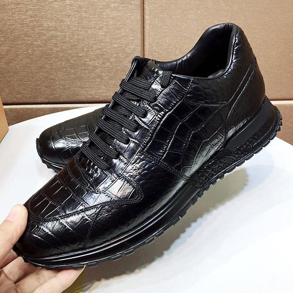 

new designer men's casual shoes, high-quality men's fashion sneakers, party platform shoes, leather sneakers with original box q-n, Black