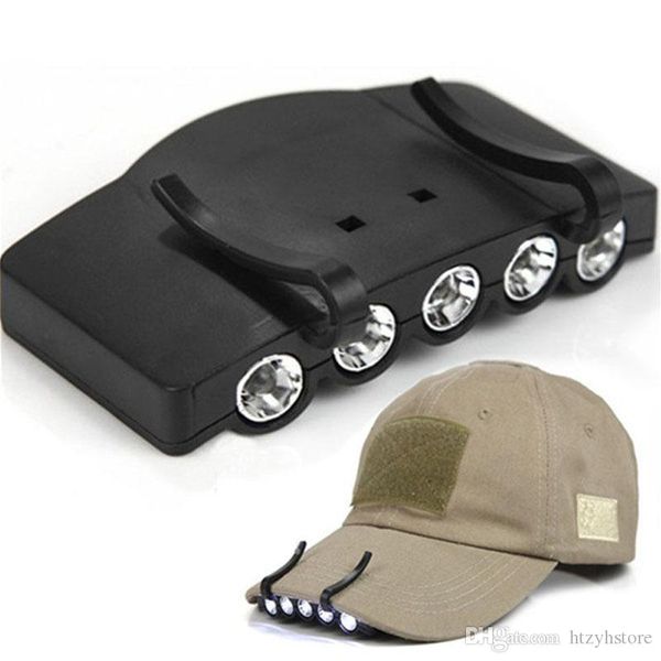 

htzyh wholesale- ultra bright 5 led clip on cap light hard hat outdoor fishing camping cycling t479