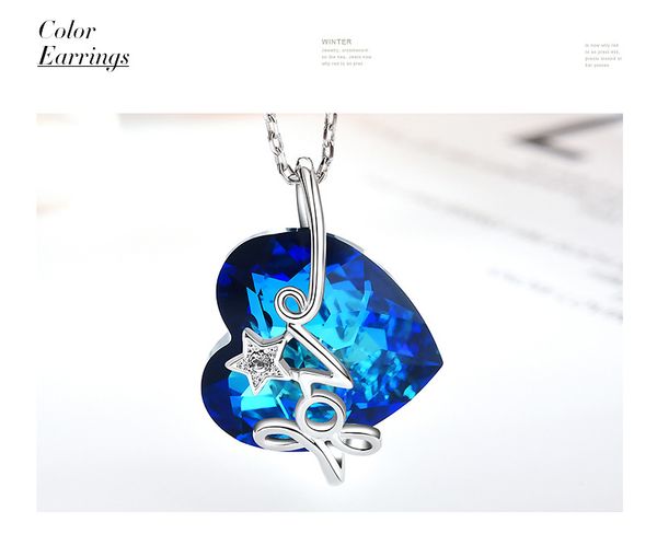 

fashion-sea heart love uses swarovski crystal necklace, Silver