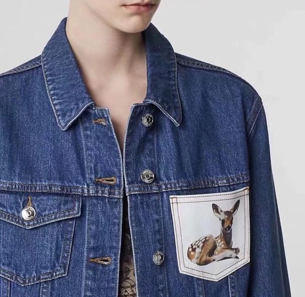 

19ss люкс европейского джинсовая куртка fawn pattern мода старый омывается синий пиджак мужчины женщины пары конструктора пальто hfwpjk146, Black;brown