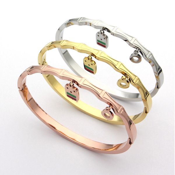 

j.hangke new arrival stainless steel classic girl woman jewelry bracelet for women fashion lock pendant bracelets bangles, Black