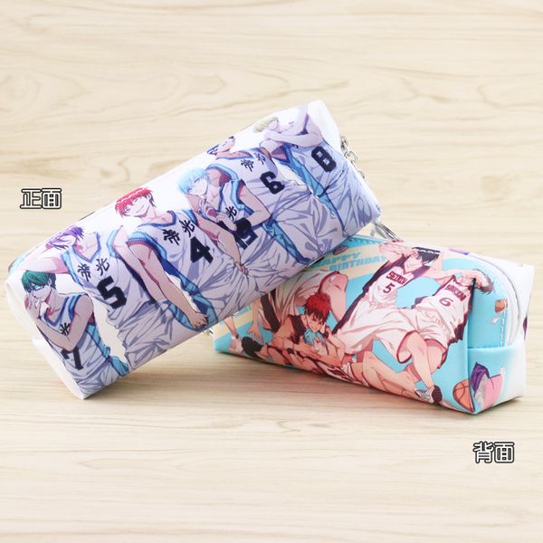 

anime kuroko no basket pu leather pencil bag kuroko tetsuya cosmetic bag long zipper makeup