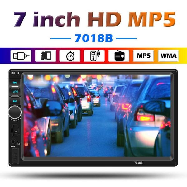 

новейший 7018b двойной 2 din bluetooth car stereo mp5 плеер 7 дюймовый экран aux usb tf fm радио головной блок цифровой медиа приемник автом