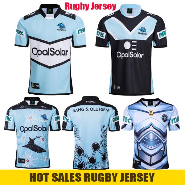 

cronulla-sutherland sharks rugby jersey 2019 men's indigenous jersey shirt national rugby league australia telstra premiership jerseys, Black;gray