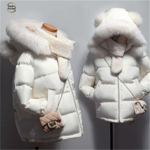

new 2019 big collar hoody women's winter jacket women's park slim short women's down jackets 4 colors s-xxl, Black