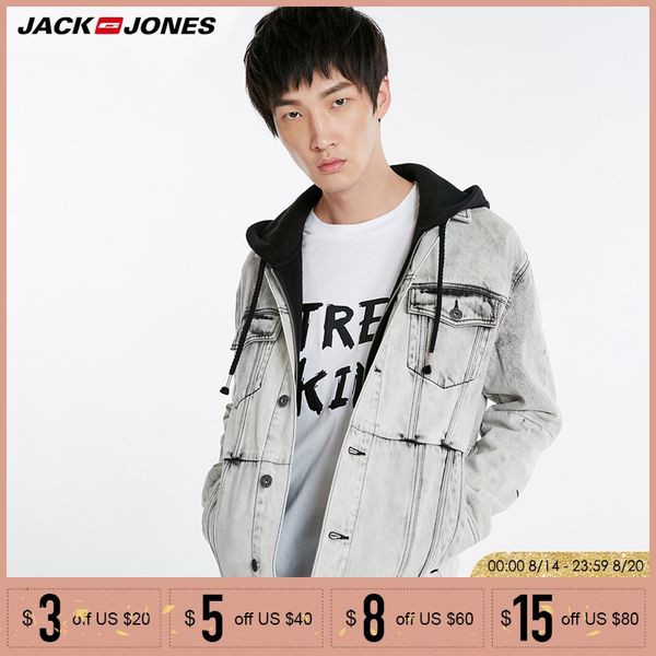 

men retro casual denim jacket |218357524, Black;brown