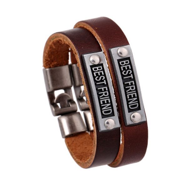 

friend bracelet friend id tag bracelet leather bracelets wristband cuff woman man fashion jewelry will and sandy drop ship, Golden;silver