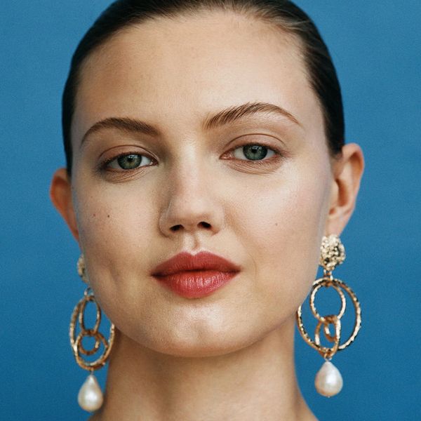 

hot new fashion designer exaggerated geometry multi metal circles pearl pendant stud earrings for women girls
