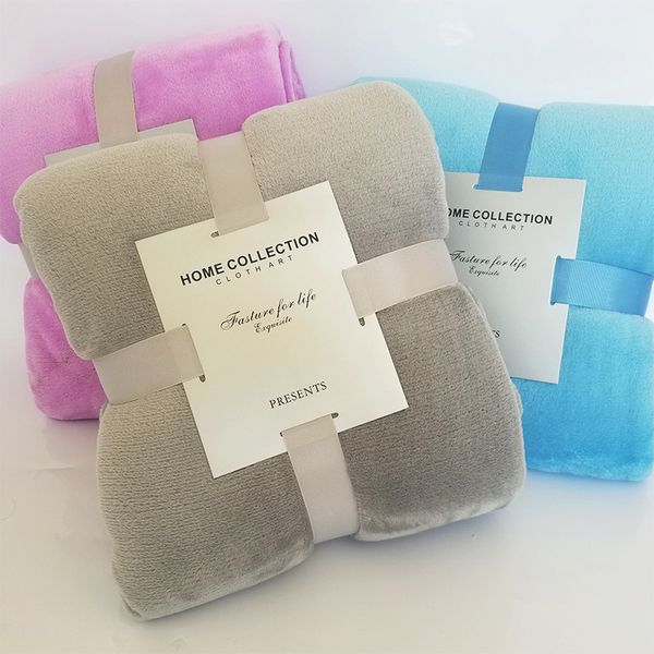 

fashion solid color air conditioning blanket soft and comfortable flannel blanket home simple flannel