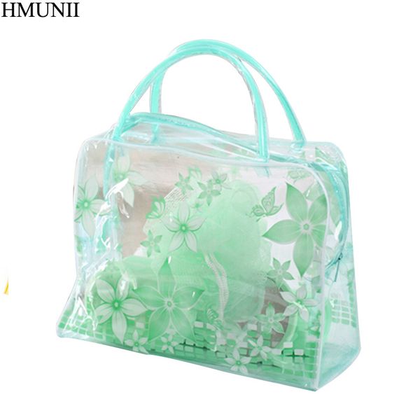 

hmunii color plastic transparent organizer bags cosmetic bags makeup casual travel waterproof toiletry wash bathing storage