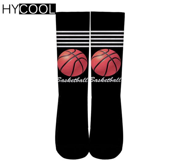 

hycool women's socks funny long dress socks for ladies casual basketball print women crew thick warm, Black