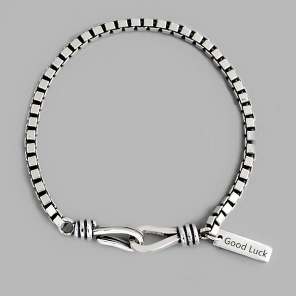 

simple retro hipster alphabet bracelets ladies old thai crude box good lucky character chain bracelet for egirl present, Black