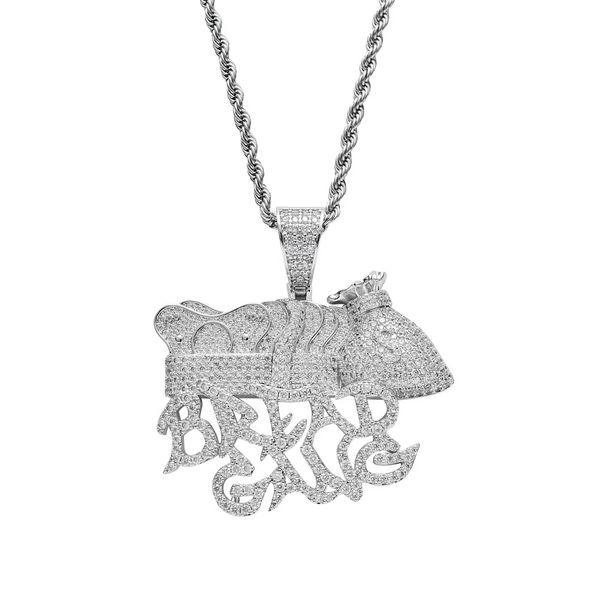 

хип-хоп bread gang ожерелья для мужчин, женщин, роскошные бриллианты, серебряные буквы, подвески, медные цирконы, покрытые платиной, медные, Silver