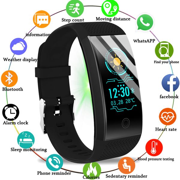 

2019new men fitness bracelet smart pedometer wristband heart rate monitor waterproof ip68 sport intelligent bracelet android&ios, Slivery;brown