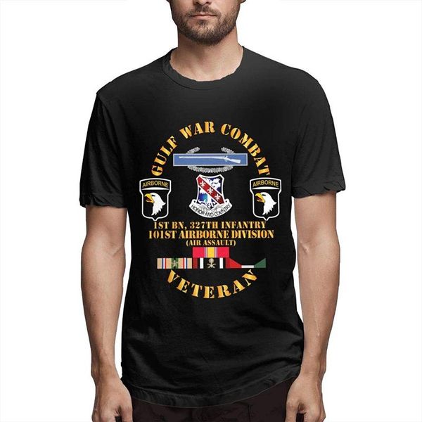 

gulf war combat infantry vet w 1st bn 327th inf 101st abn div men's short sleeve t-shirt, White;black