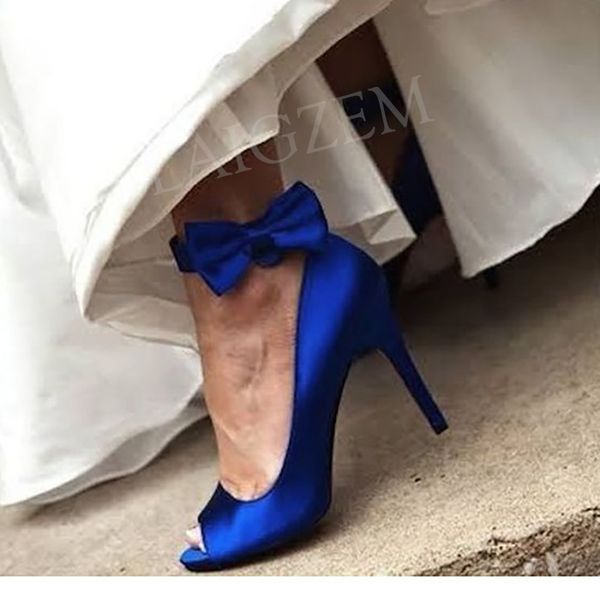 

women bridal heels peep toe satin pumps party wedding royal blue shoes stiletto shoes woman ladies big size 39 43 44 47, Black