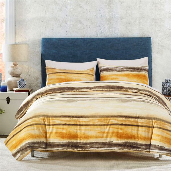 2019 Sanding Printed Beddingset Queen King Size Uk Size Yellow