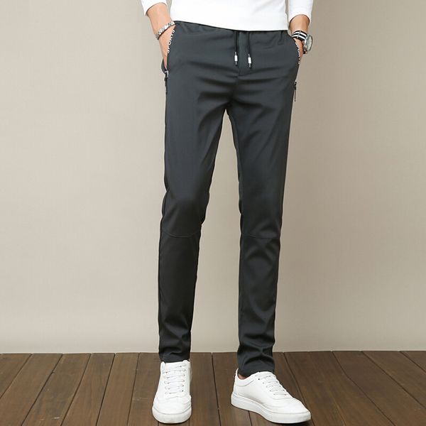 

hcxy 2019 men's casual pants men spring summer trousers male pants mens elastic waist waterproof fast-drying 28-38, Black