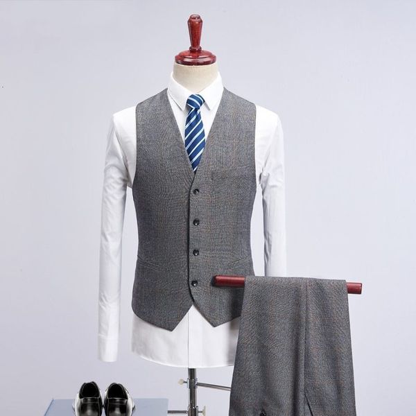 

gray tweed piece business suits plaid men wedding suits 2020 slim fit groom mens 3 piece suit elegant male costume mariage homme, White;black