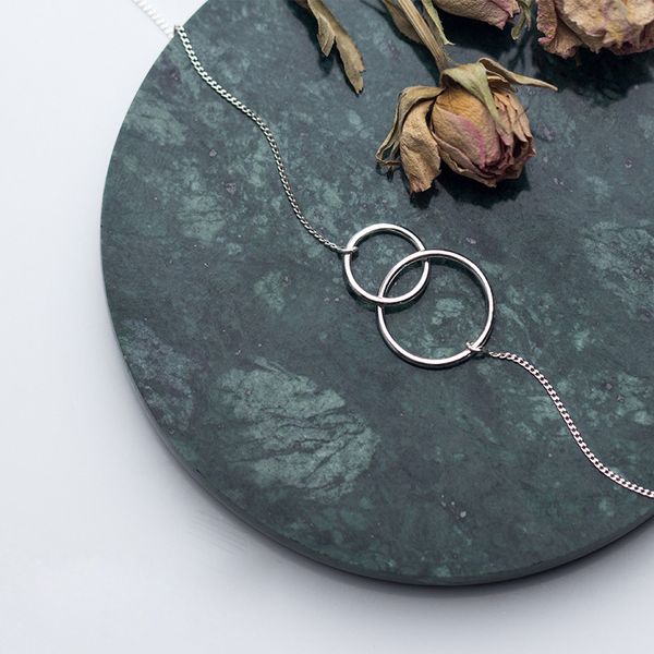 

circle pendant 100% 925 silver necklace choker kolye charm minimalism vintage boho bijoux femme collier necklace women jewelry