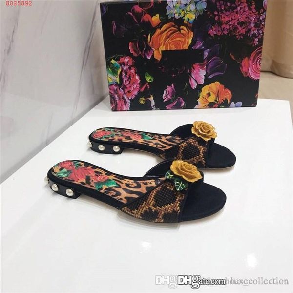 

spring and summer necessary style the latest big flower slippers exclusive bow ladies slippers fashion flat shoes, Black