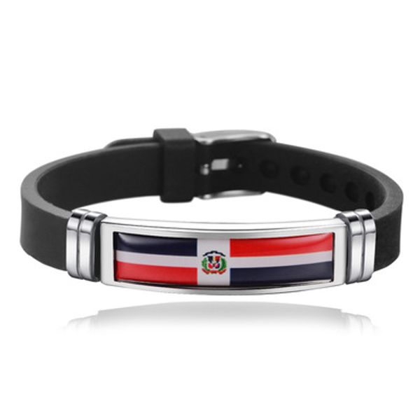 

dominica bracelets bangles fashion adjustable silicone titanium steel dominica country flag sport bracelets jewellery women men, Golden;silver
