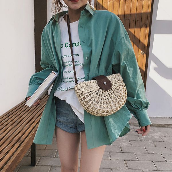 

bags for women 2019 women shoulder small bag summer straw bag handbags wild semi-circular bolsos dropship#35