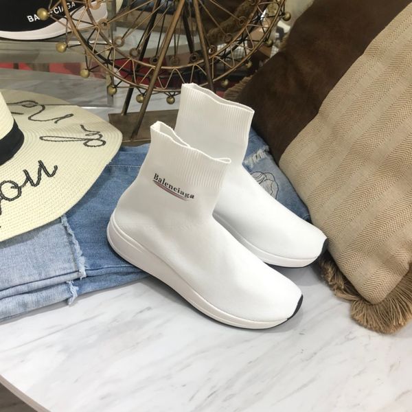 

new style luxury ladies party jogging sneakers flat shoes net shoes socks shoes fashion designer shoe women's shoe size 35-40, Black