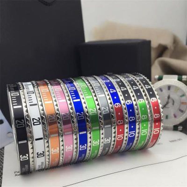 

watches style cuff bracelet bangle fashion stainless steel mens party vintage punk bracelets for women men couple jewelry with box, Black