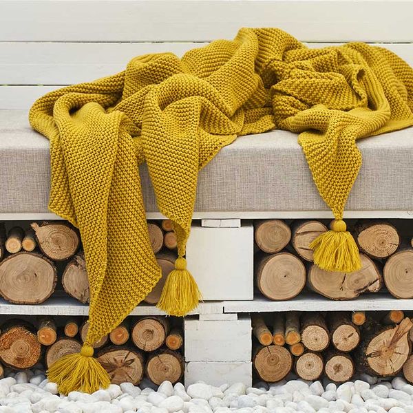 

solid tassel blanket woven couch throw knitted blankets with decorative fringe lightweight for bed living room sofa decor