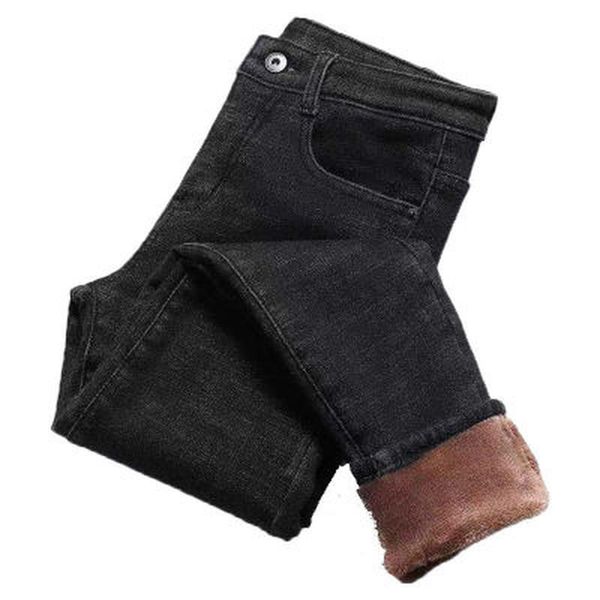 

women's thick high waist jeans fashion stretch skinny pencil pants female plus size denim pants for autumn winter jeans, Blue