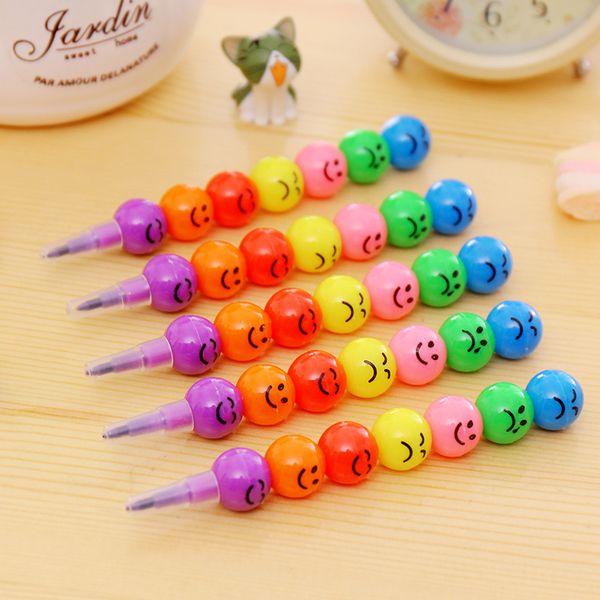 

kawaii stationery novel painting materials art pen gourd shape 7 colors crayon children learning supplies highlighters, Black;red