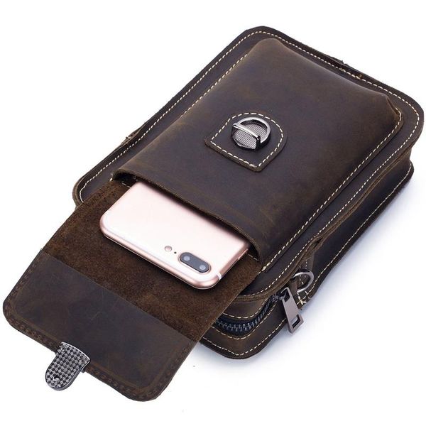 

fashion-bullcaptain genuine leather men shoulder bag small men bag vintage casual multifunctional messenger man waist