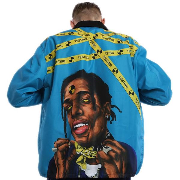 

tide brand trend men 's осень и зима rocky rap стенд воротник мужчины' s куртки hip hop повседневный thin top размер s-xl, Black;brown