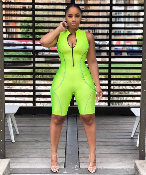 

cm.yaya women sleeveless zipper up buckle splicing cut out jumpsuit moto biker bodycon overall romper playsuit 3 color, Black;white