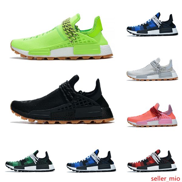 

new arrival hu human race pharrell williams gum pack black volt pink digijack blue plaid mens trainers fashion sports sneakers