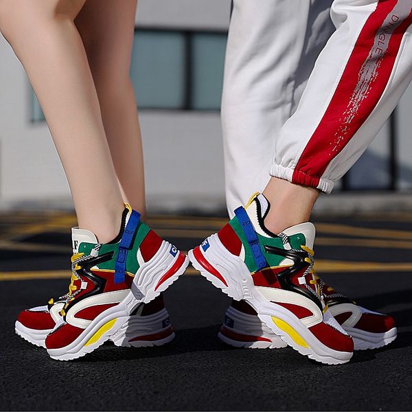 

couple sneakers new fashion running shoes ins high-heeled sneakers ladies high-thick bottom breathable