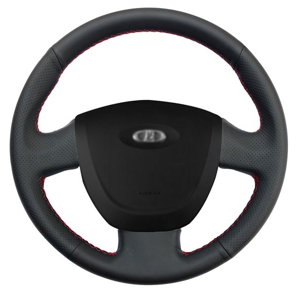 

hand-stitched black artificial leather anti-slip car steering wheel cover for lada granta 2011 2012 2013 2014 2015 2016