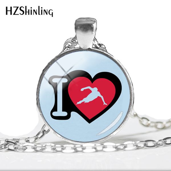 

2019 new i love speed skating pendant keep calm necklace glass art picture necklaces round pendants handmade jewelry hz1, Silver
