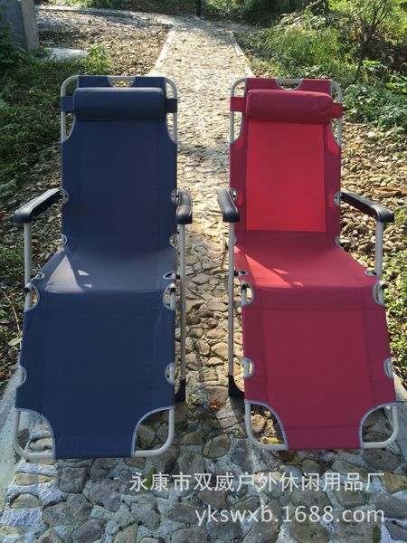

178 square tube widened beach chair dual-purpose three-purpose multi-function recliner portable folding chair office lunch break bed