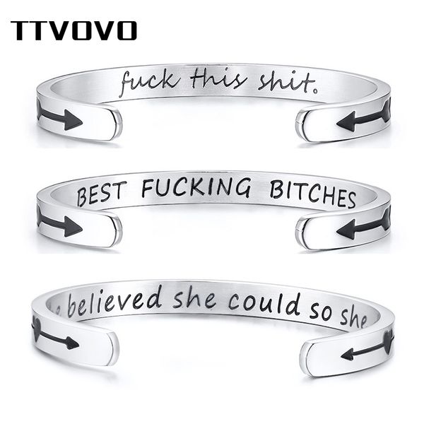 

ttvovo inspirational bracelet cuff bangle mantra keep going stainless steel engraved motivational friend encouragement jewelry, Black