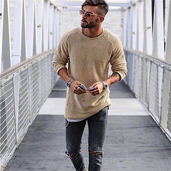 

2019 winter casual men's sweater o-neck solid color slim fit knittwear mens sweaters pullovers pullover men pull homme s-xl, White;black