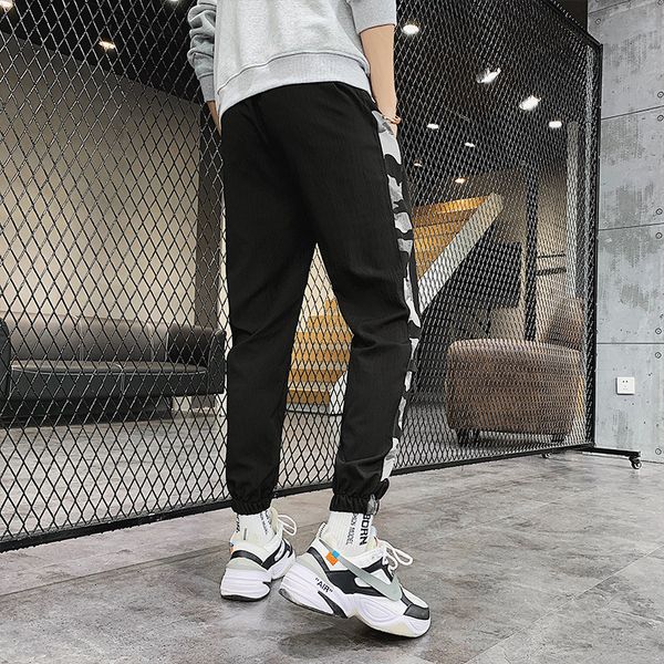 

spring and autumn new style camouflage athletic pants slim fit harem pants men's korean-style casual skinny pants-plus-siz, Black