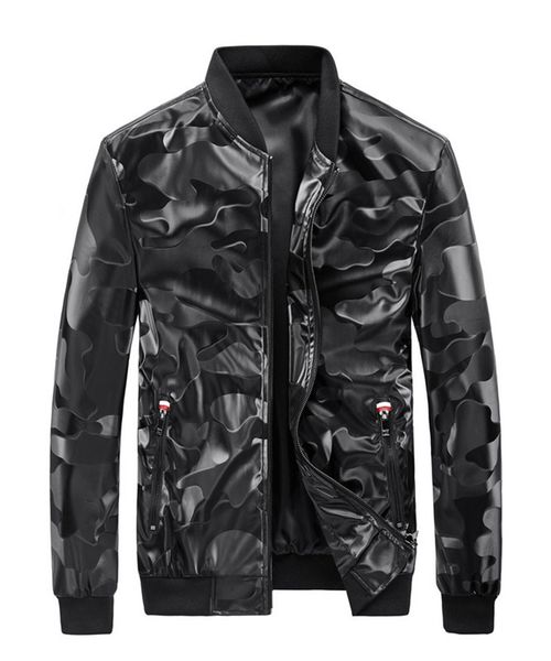 

designer mens pu leather jacket stand collar long sleeve fashion autumn winter jacket casual men clothing, Black
