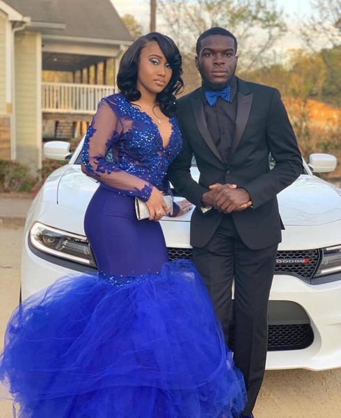 

royal blue prom evening dresses 2020 robe de soiree, Black