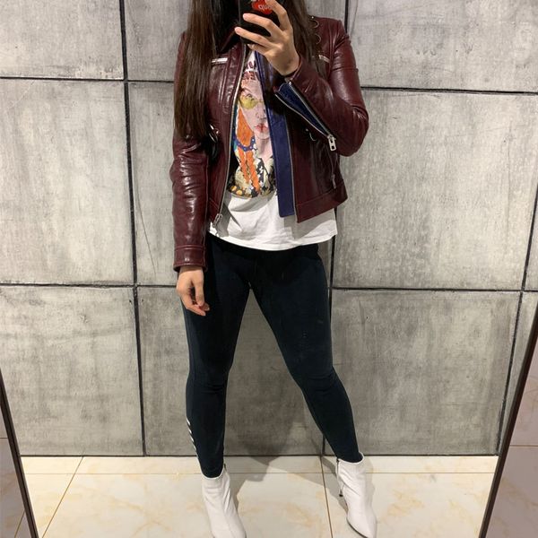 

ladies genuine leather jacket women real leather jacket, Black