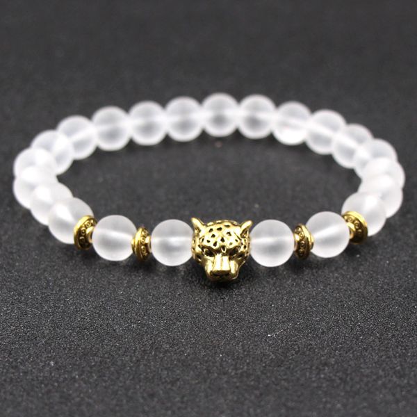 

natural stone bead strand men women leopard panther charms bracelet jewelry pulseras masculina hombre erkek bileklik, Black